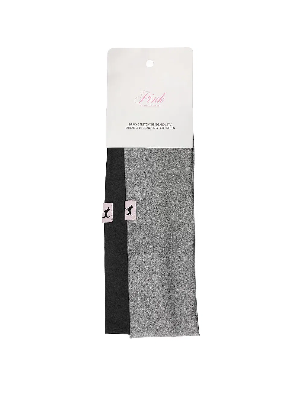 Женский набор повязок на голову PINK, Black + Heather Grey