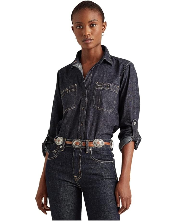 

Рубашка Lauren Ralph Lauren Denim Shirt, цвет Dark Rinse Wash