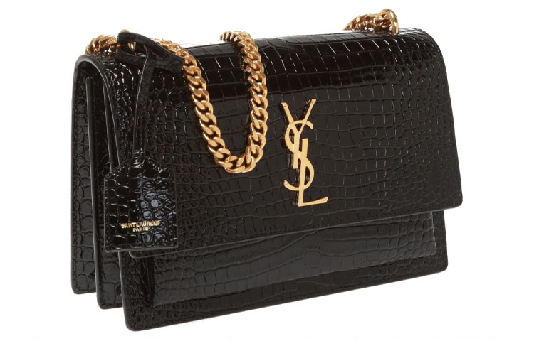 SAINT LAURENT Сумка кроссбод из яркой кожи с цепью — фото 4