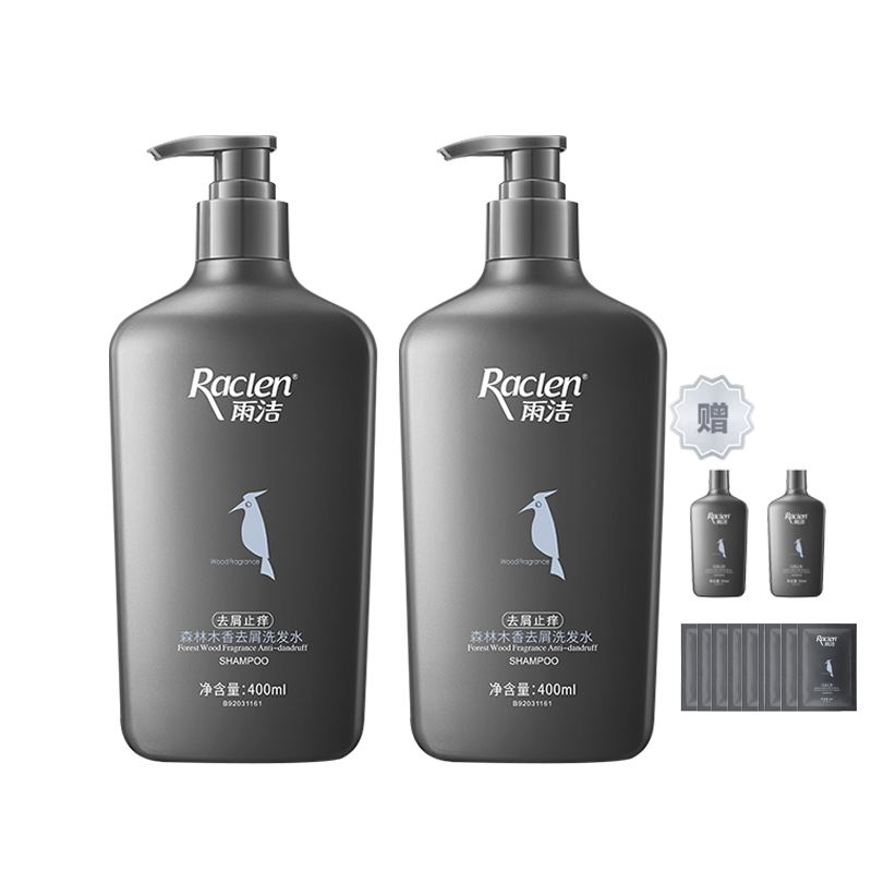 Набор шампуней от перхоти Raclen Forest Wood Fragrance Anti-dandruff Shampoo, 400 мл + 400 мл + 80 мл — фото 4