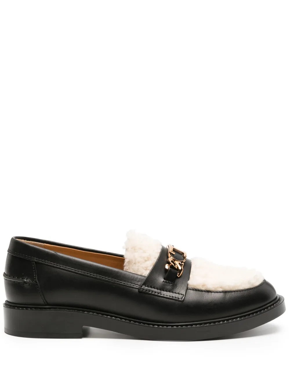 Лоферы с мехом и логотипом TOD'S, черный
