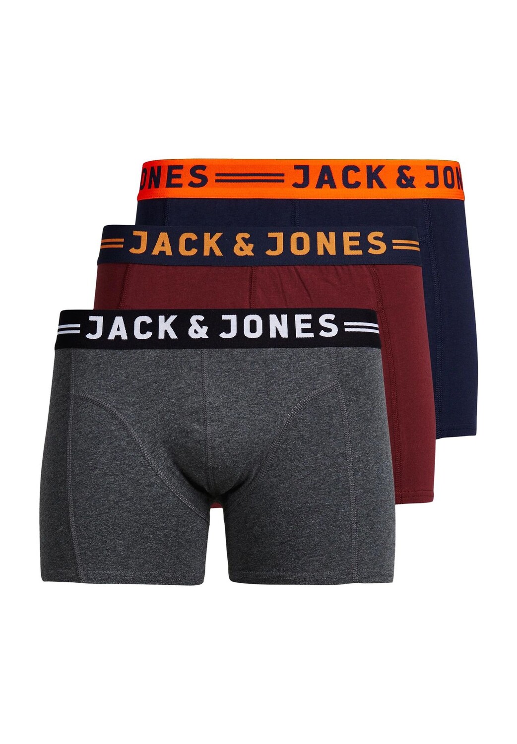 

Короткие трусы, 3 шт., пояс с логотипом, мужские JACK & JONES, цвет Burgundy