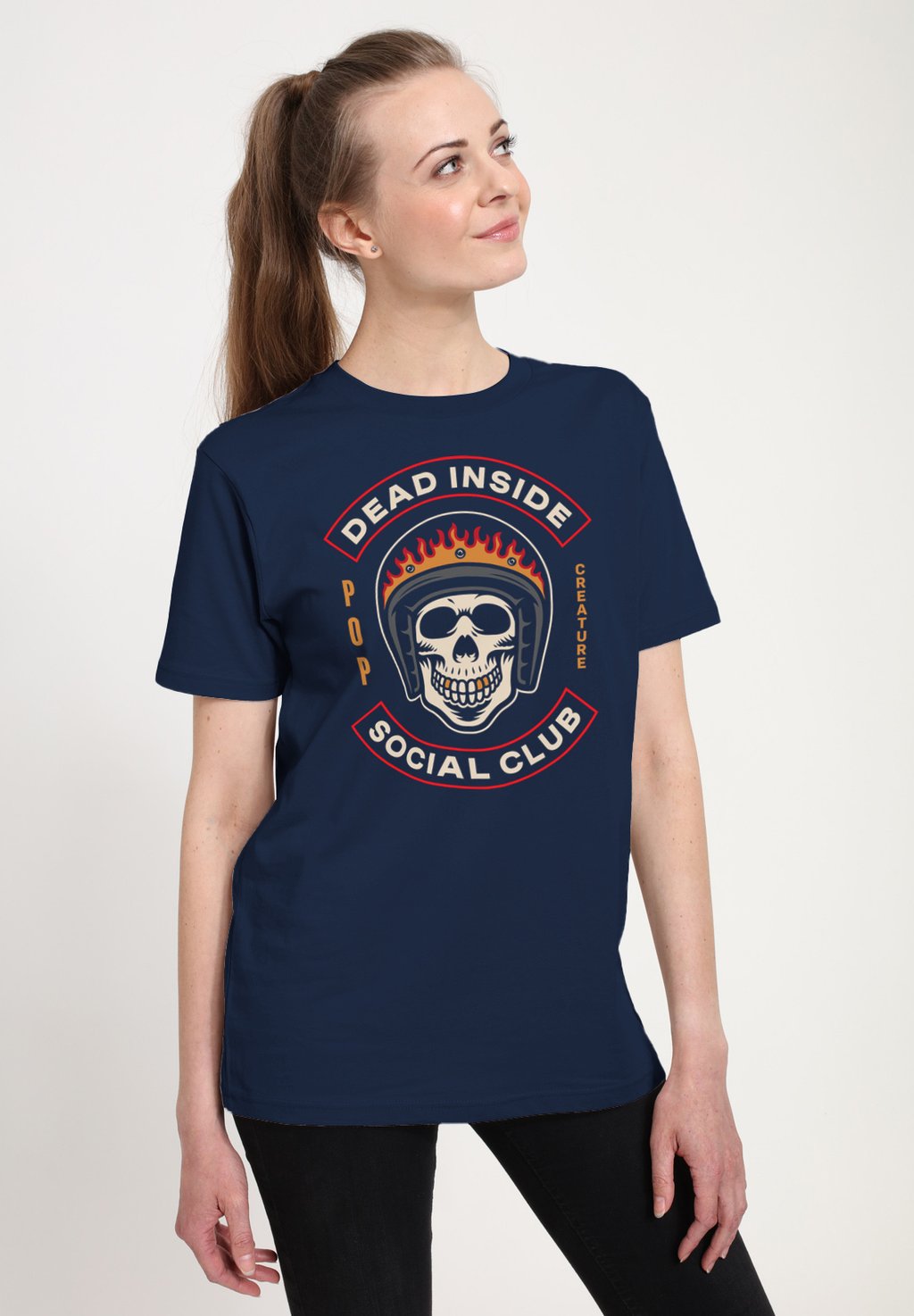 

Футболка с принтом POP CREATURE DEAD INSIDE SOCIAL CLUB Henry Tiger, темно-синий
