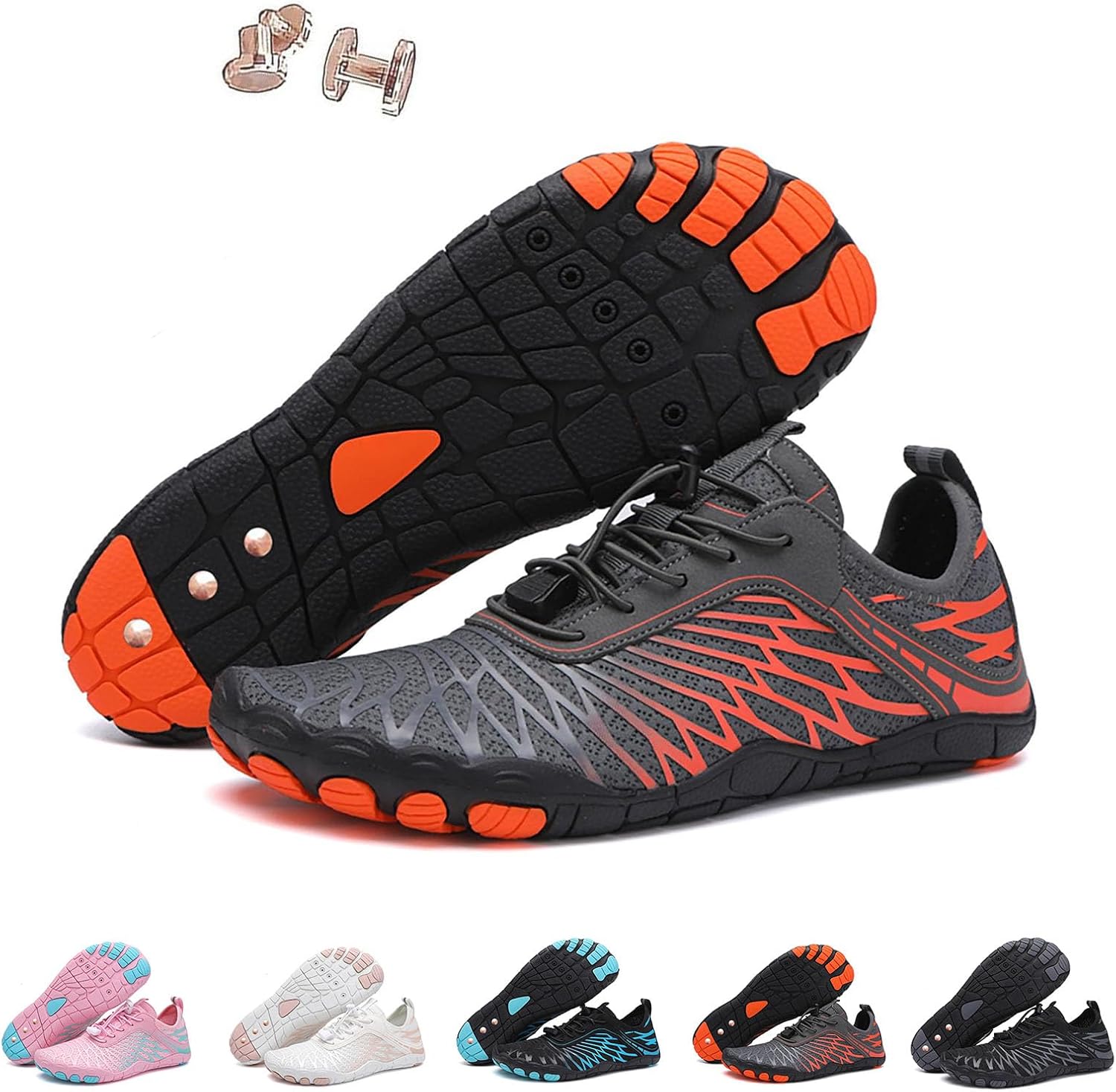 

Заземляющие кроссовки с медью для женщин и мужчин, водонепроницаемые, для трейл-раннинга, здоровые и нескользящие, с легким надеванием, минималистичная спортивная обувь Generic, оранжевый
