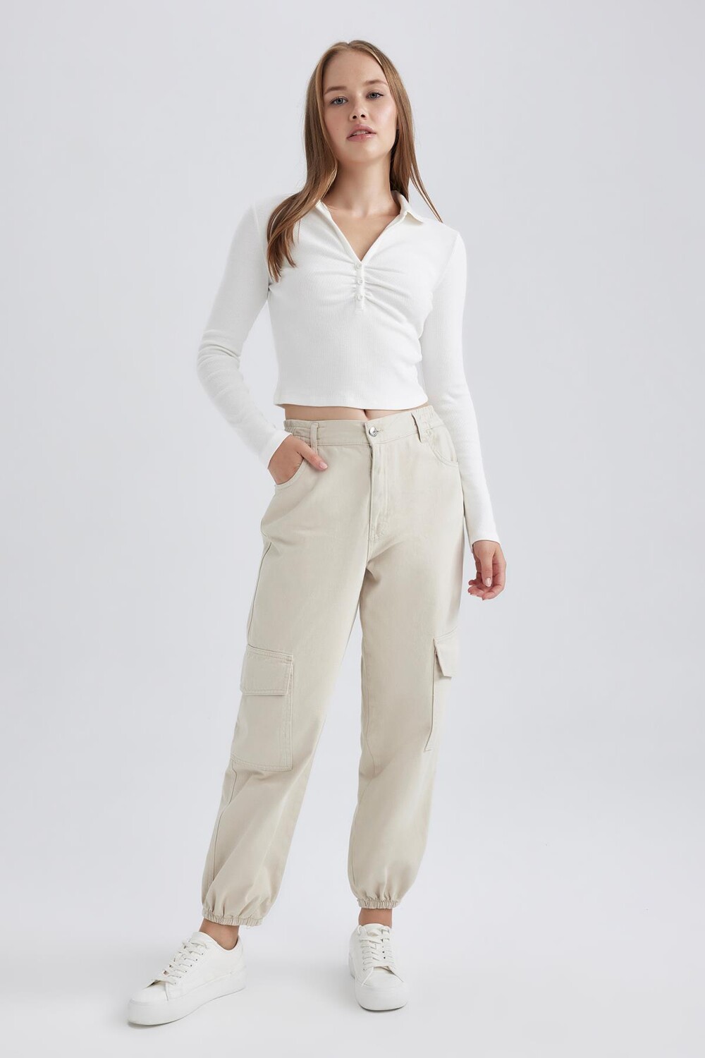 

Брюки Cool Cargo Jogger из габардина DeFacto, экрю
