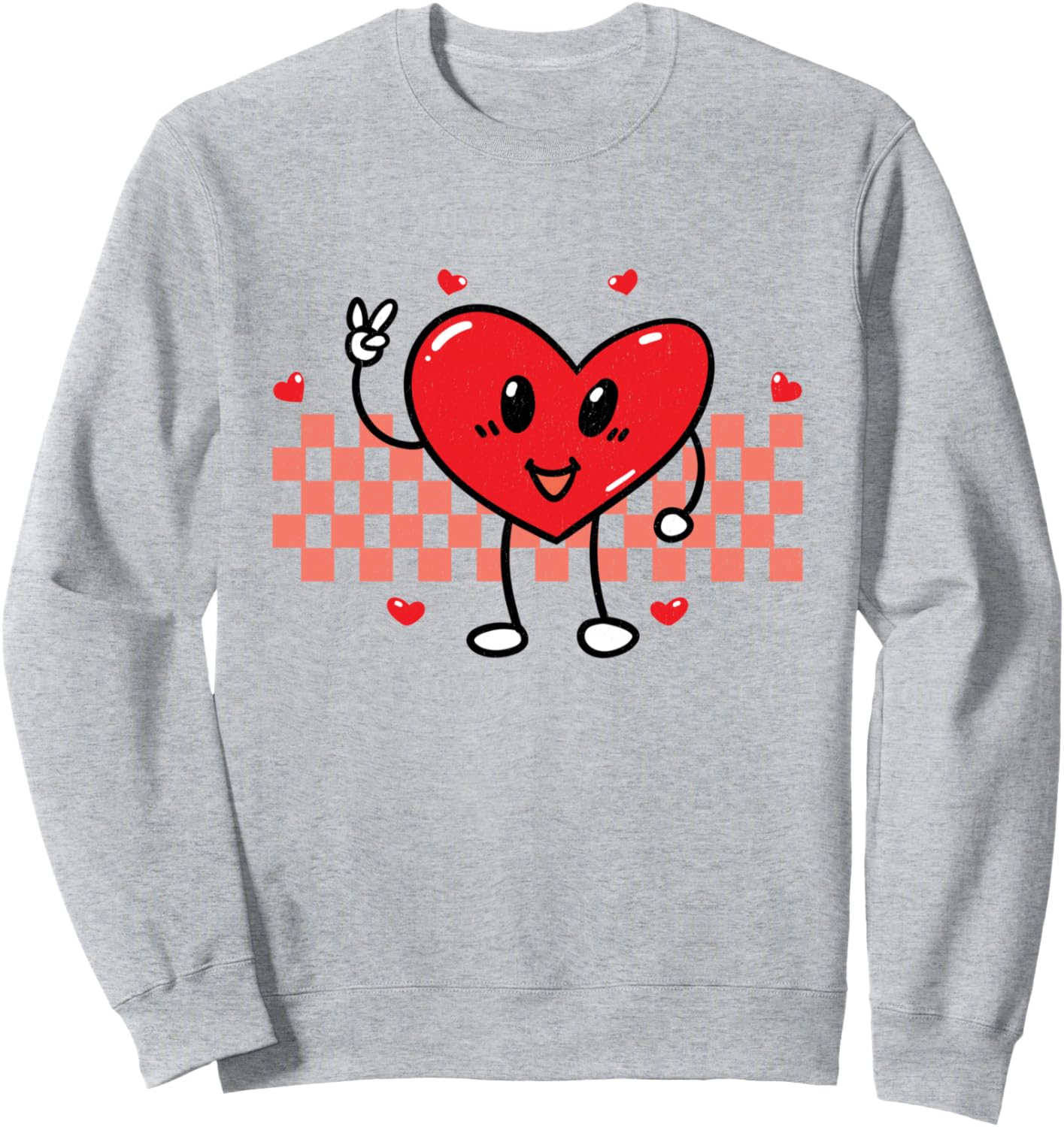 

Милая толстовка с сердечком, символикой мира и ретро-стилем для детей, мужчин и женщин ко Дню святого Валентина Valentine'S Day Matching Family Outfits Gift Store, серый