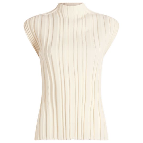 

Топ с короткими рукавами из рубчатой вязки Pleats Please Issey Miyake, белый