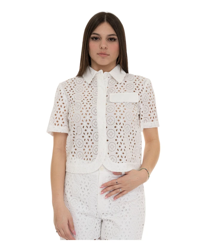 

Короткая хлопковая рубашка с застежкой на пуговицы. Liu Jo, белый