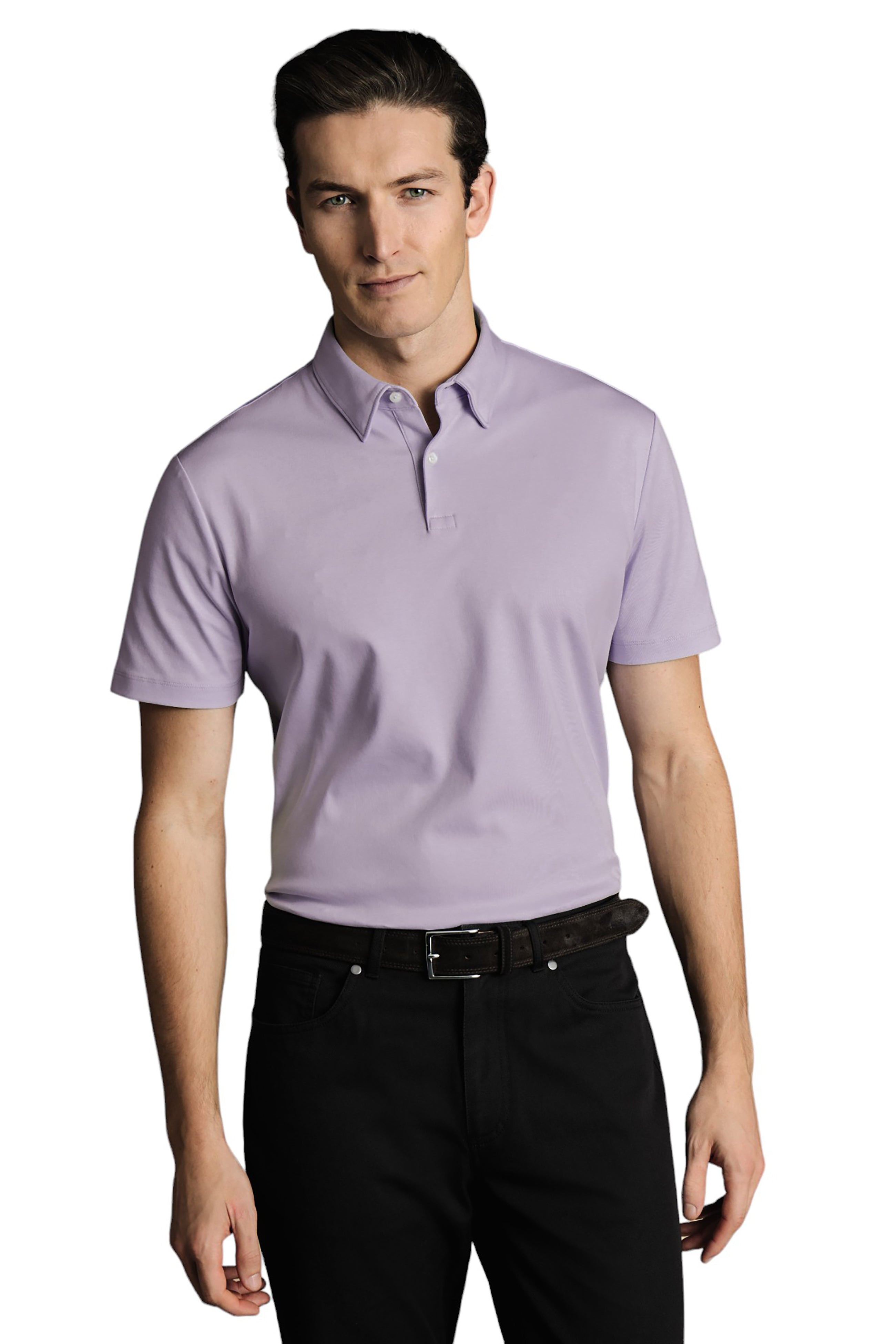 

Мужская однотонная футболка-поло с коротким рукавом Charles Tyrwhitt, цвет lilac purple