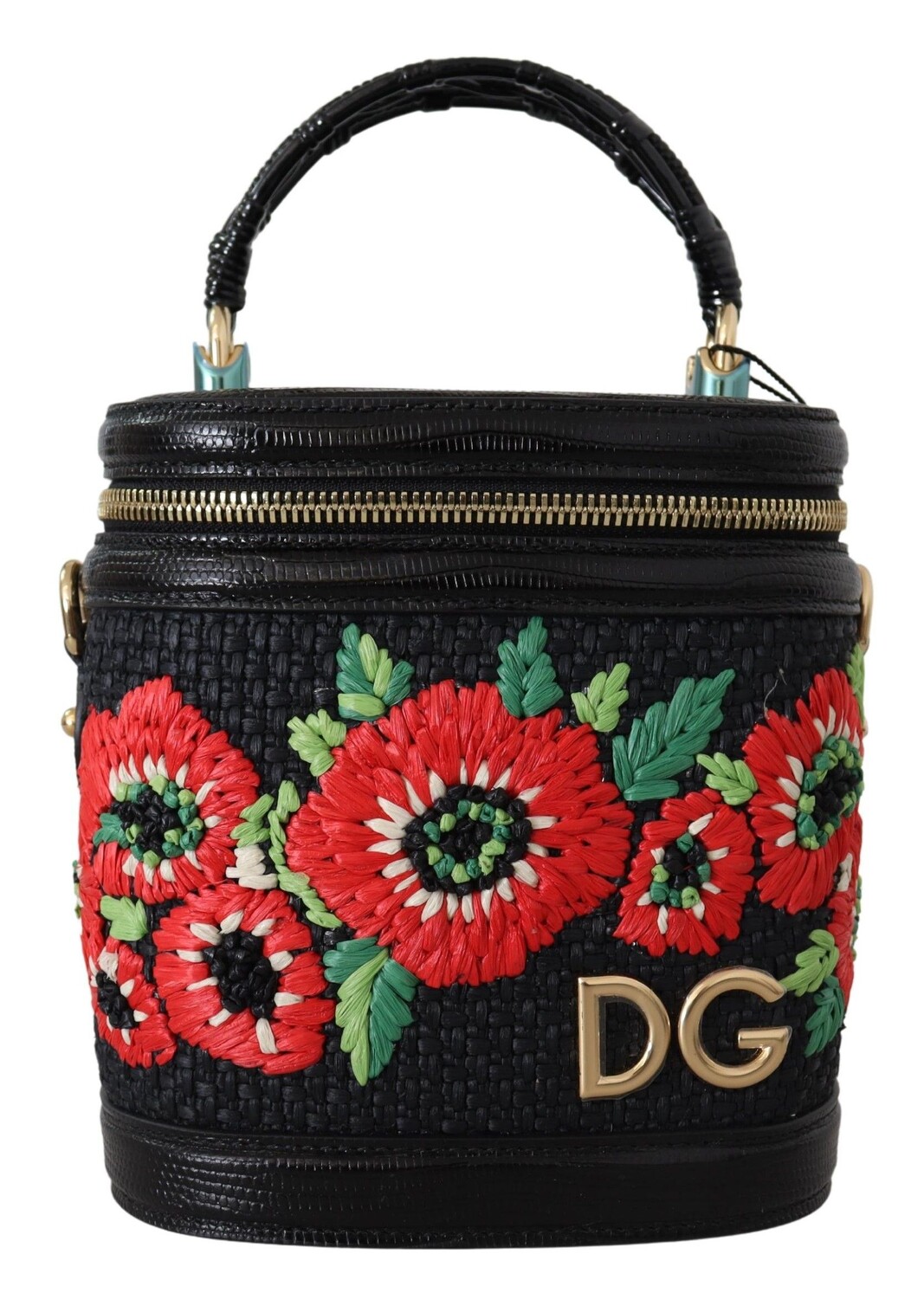 

Элегантная черная кожаная сумка с цветочной вышивкой Dolce & Gabbana
