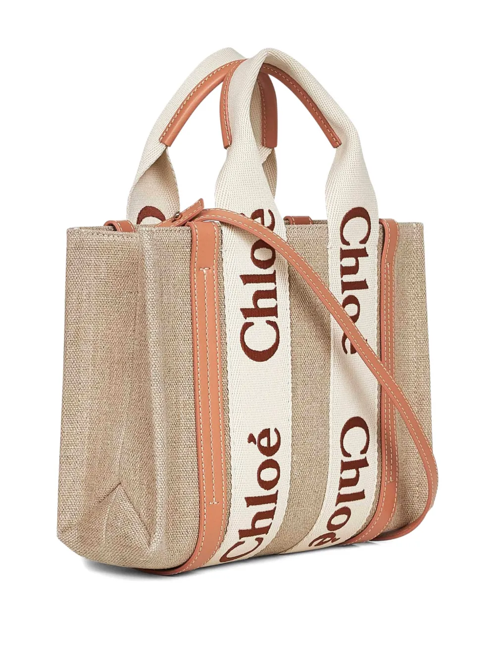 Маленькая сумка-тоут Woody с логотипом CHLOÉ, нейтральный — фото 2