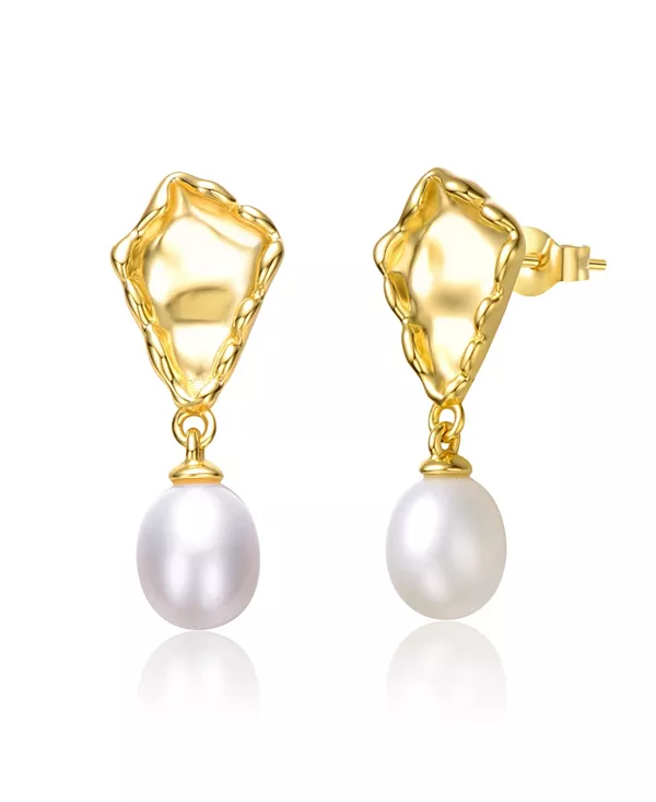 

Серьги-Подвески из стерлингового серебра 14 карат с покрытием из желтого золота и белым пресноводным жемчугом Genevive, gold