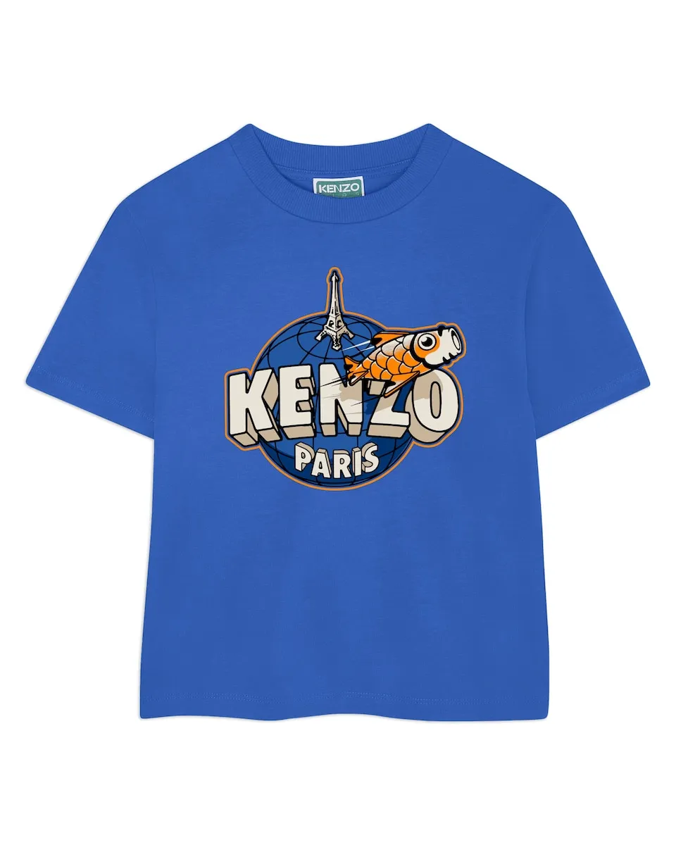 

Детская футболка 100% хлопок с короткими рукавами Kenzo Kids, индиго