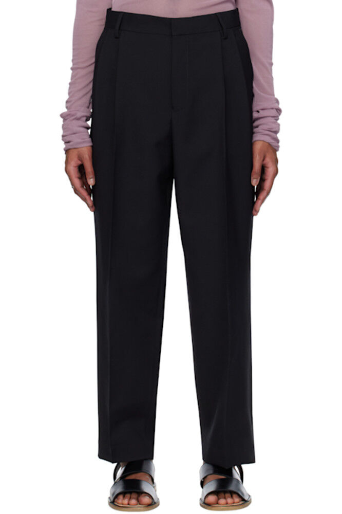 

Черные шерстяные брюки из твила Dries Van Noten