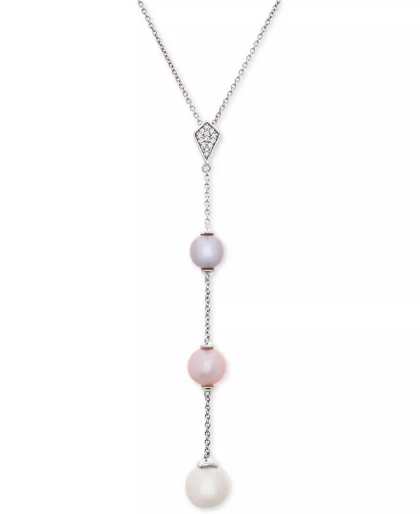 

Ожерелье-Лариат длиной 17 дюймов с культивированным пресноводным жемчугом (6, 7 и 8 мм) и бриллиантами из стерлингового серебра Macy'S, silver