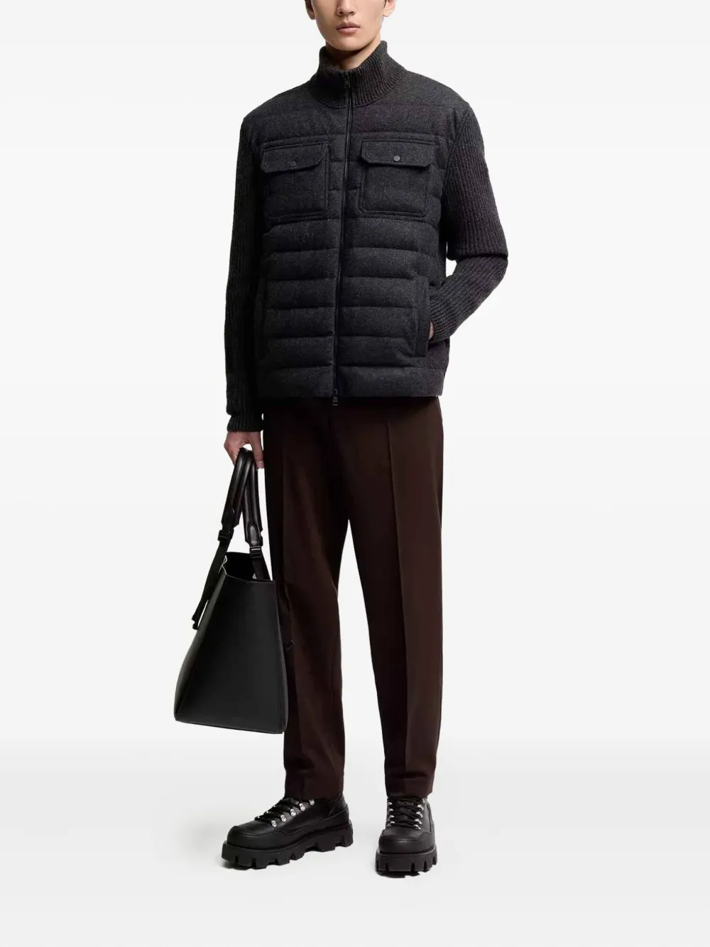 Стеганая шерстяная куртка на молнии Moncler, серый — фото 2