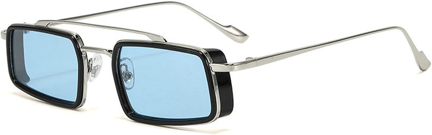 

Солнцезащитные очки COTIA Fashion Square для женщин и мужчин, с двойной перемычкой, прямоугольной оправой, в стиле ретро-панк, с металлическим каркасом, уникальные солнцезащитные очки, Blue