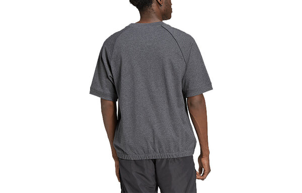 Футболка Men's adidas Solid Color Round Neck Straight Short Sleeve Dark Grey T-Shirt, мультиколор — фото 2