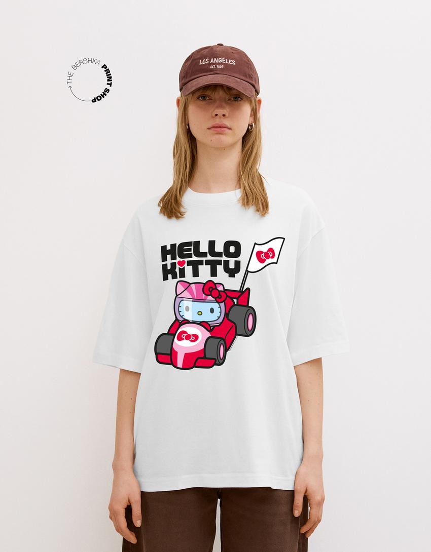 

Футболка с коротким рукавом Hello Kitty Bershka, белый