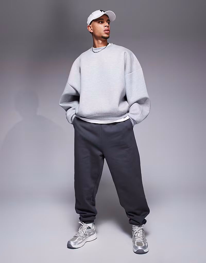 

Премиальные плотные свободные джоггеры ASOS DESIGN плотностью 400 г/м² черного цвета