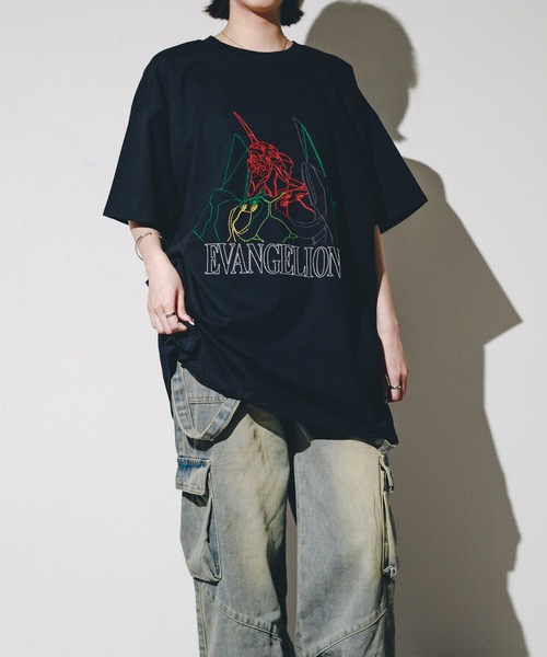

Футболка с вышивкой, хлопок, 170 г, коллаборация EVANGELION x FRUIT OF THE LOOM, черный