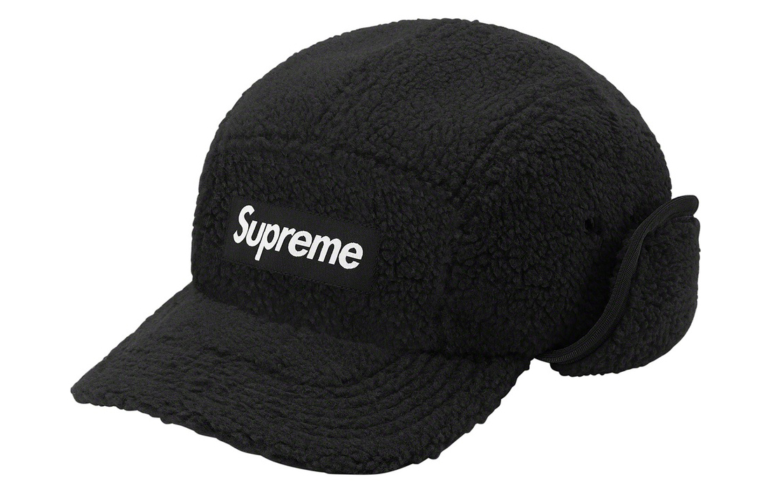 

Supreme Глубокая ворсовая кепка с наушниками, Black