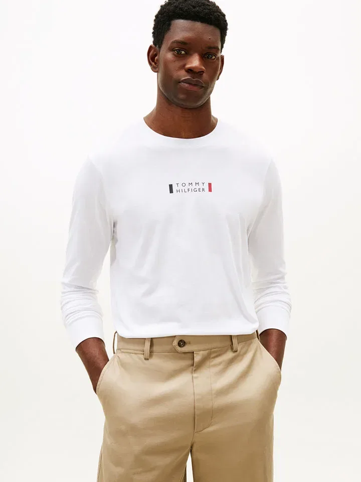 Лонгслив с логотипом Tommy Hilfiger, белый