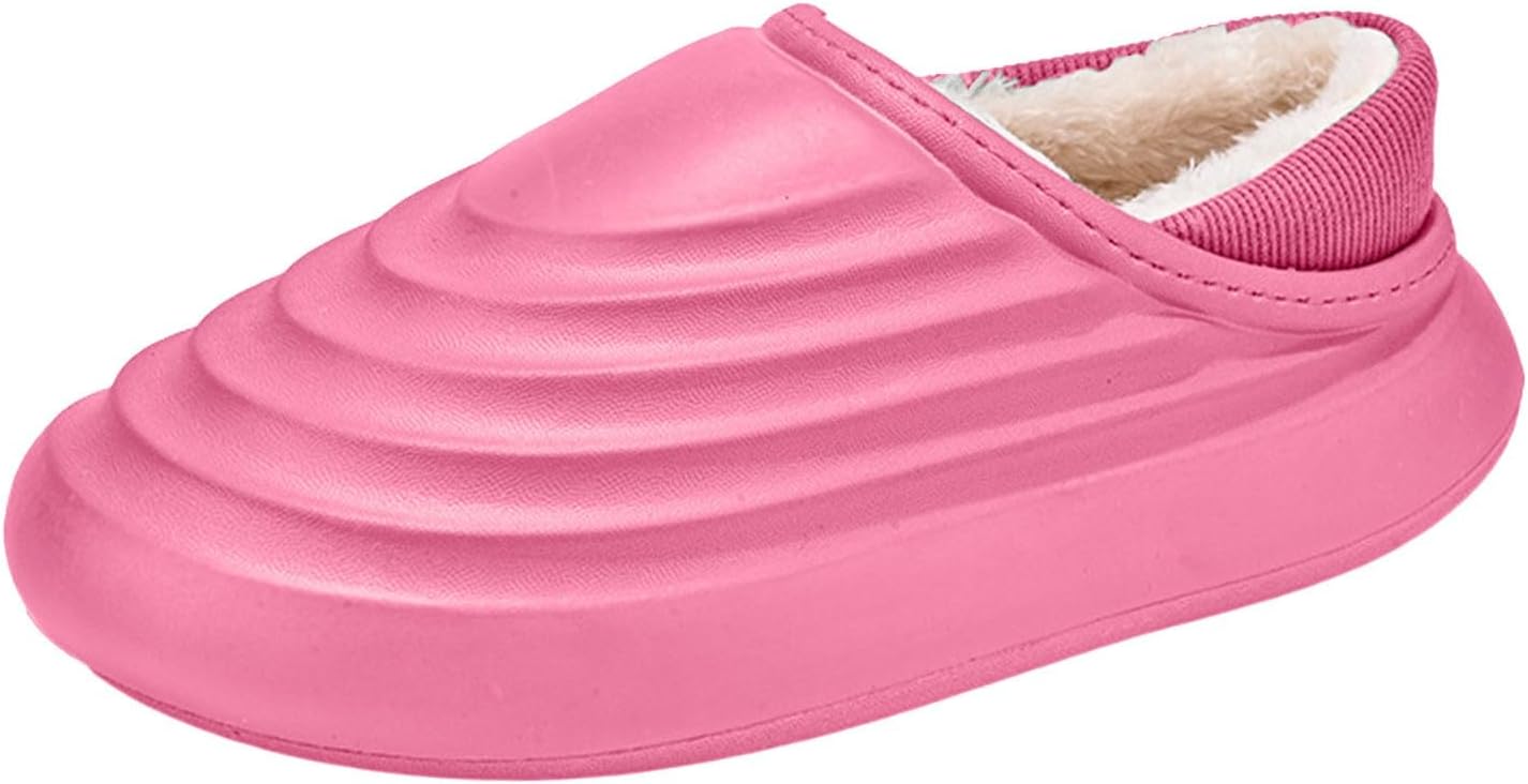 

Водонепроницаемые тапочки для женщин и мужчин с меховой подкладкой, зимние домашние тапочки, для дома и улицы, модель без шнурков, для спальни Generic, розовый