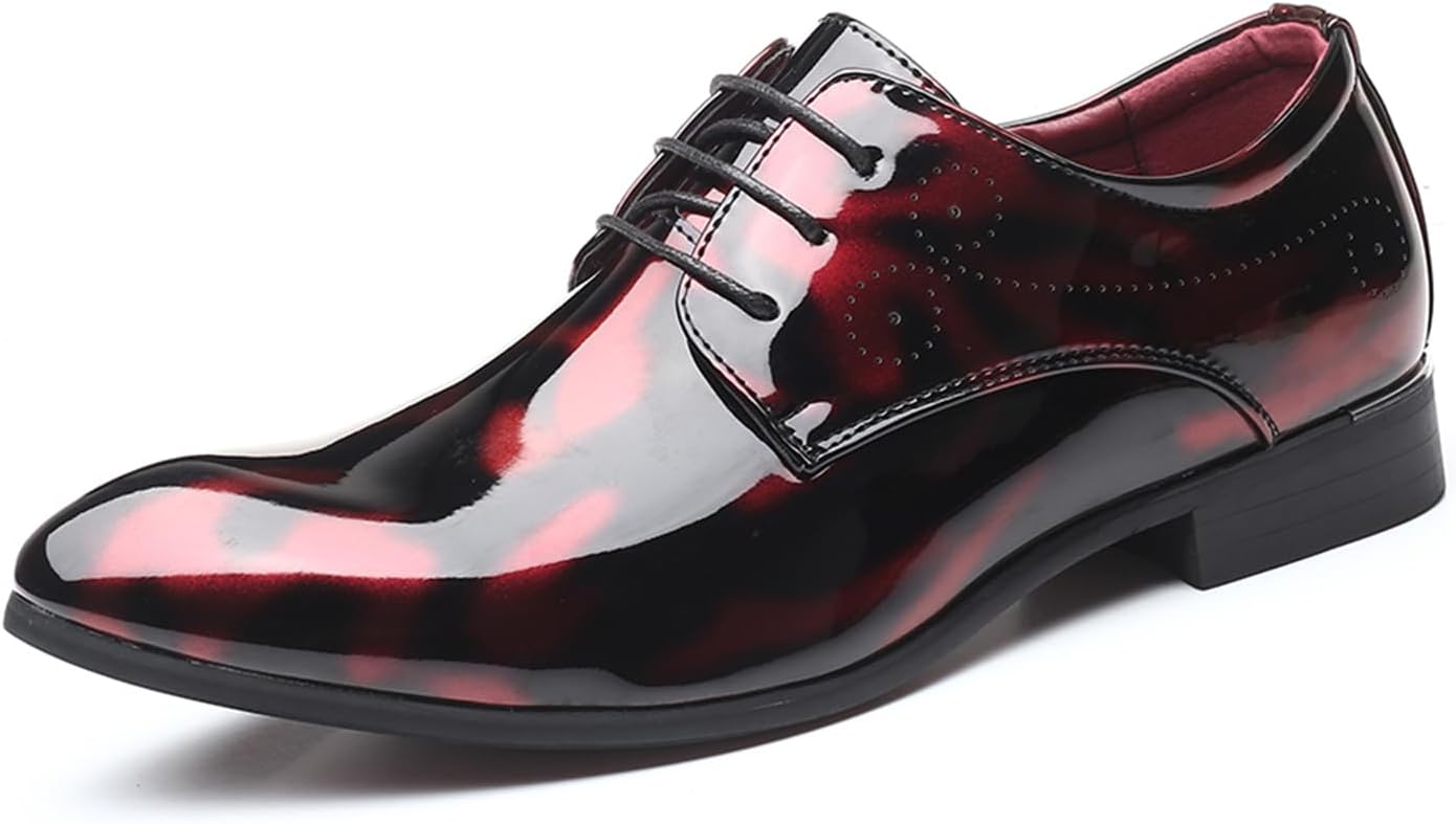 

Элегантные мужские оксфорды с цветочным принтом, из лаковой кожи, на шнуровке, с заостренным носком Tixewsjh, красный