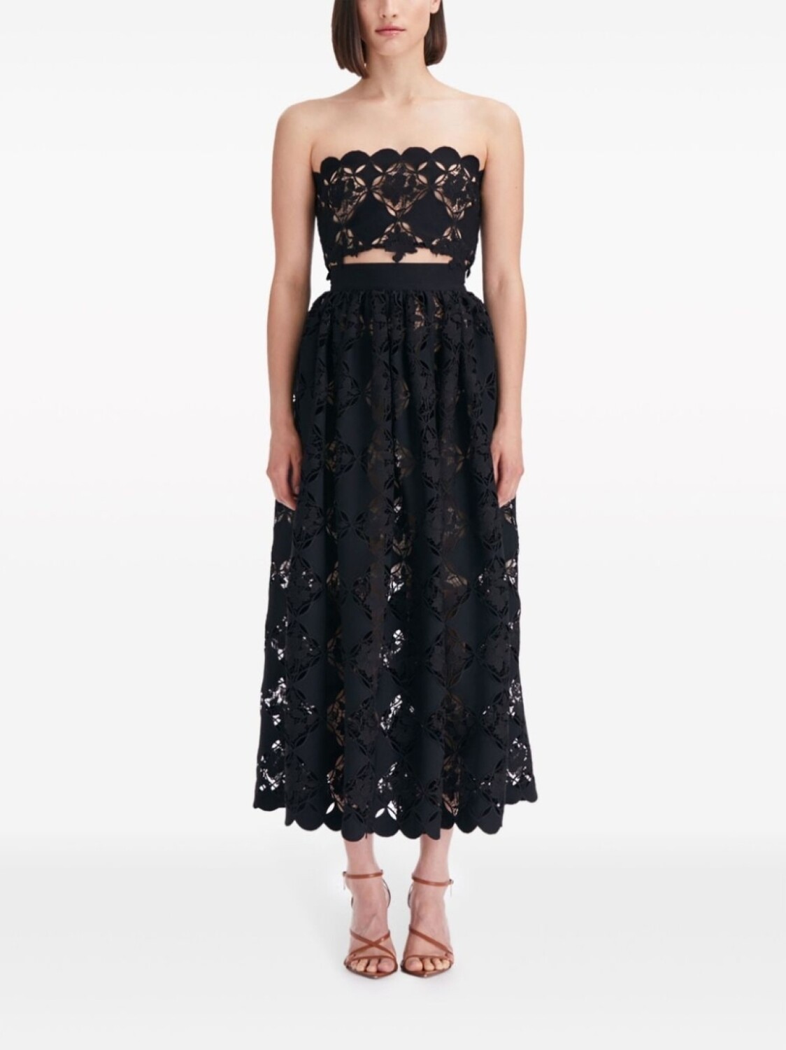 

Oscar de la Renta гипюровая юбка миди Gardenia, черный