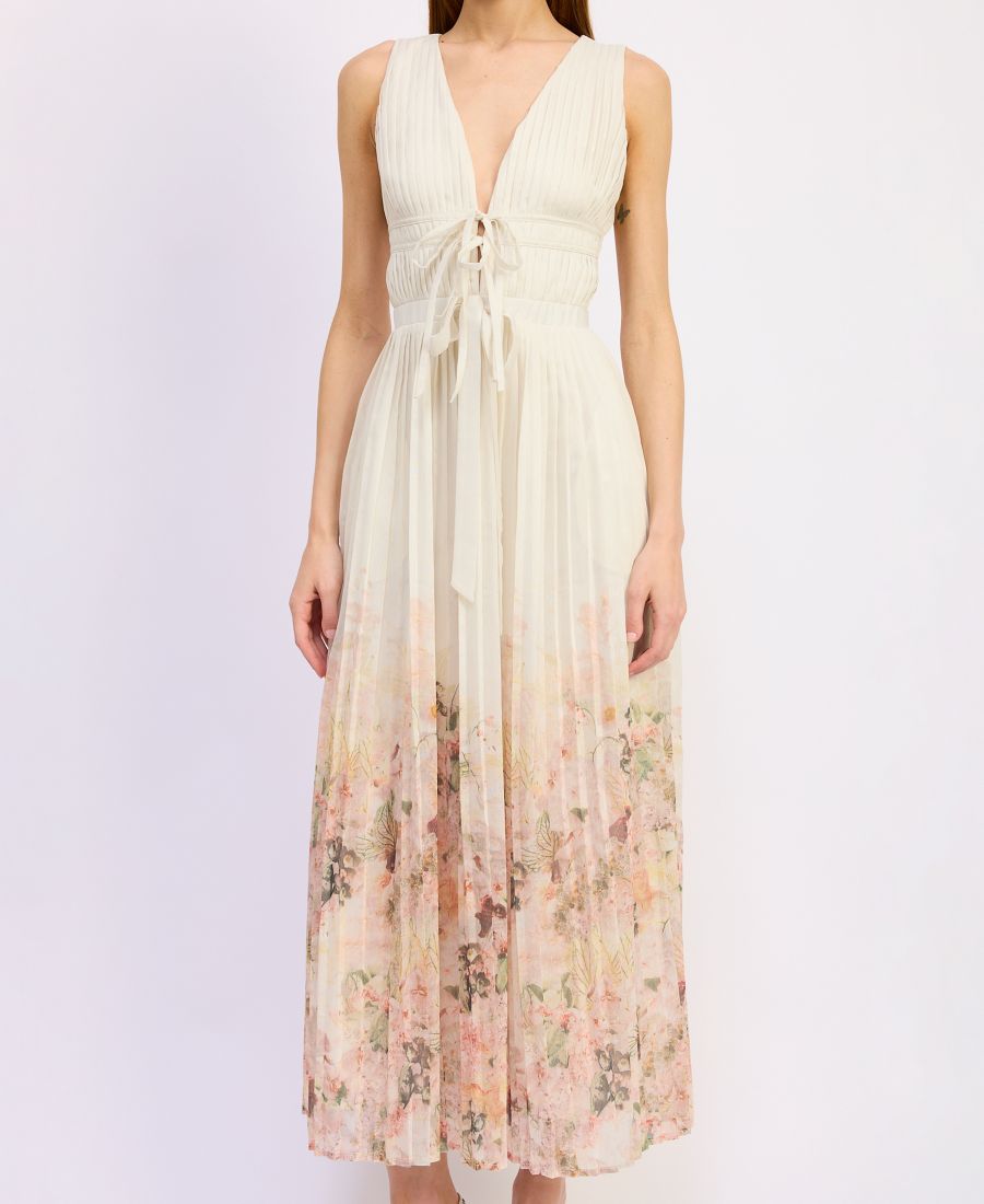 

Женское длинное платье Charlotte с V-образным вырезом, без рукавов, А-силуэта En Saison, Ivory Blush Orchid