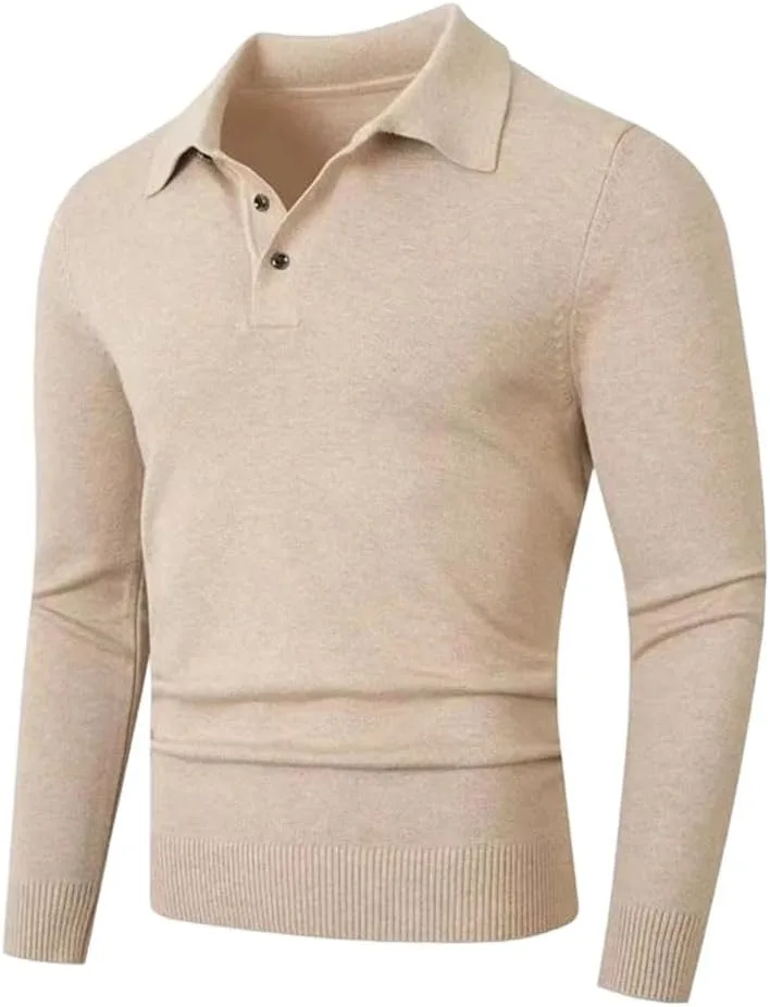 

Свитер мужской пуловер с лацканом и пуговицами