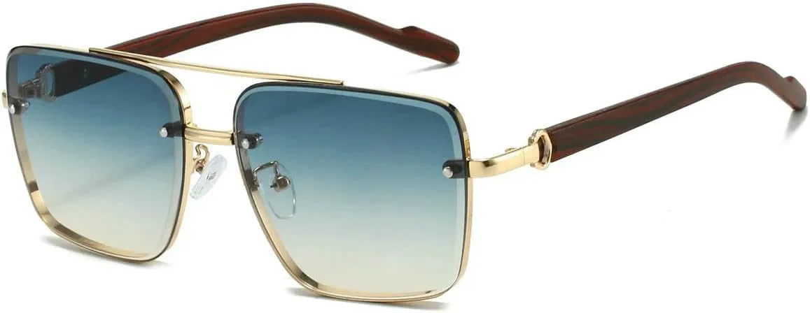 

Модные солнцезащитные очки в стиле ретро, ​​квадратные, металлические, женские, для вождения, с двойной перемычкой, защита от УФ-излучения UV400 DMMWCX, Blue Yellow