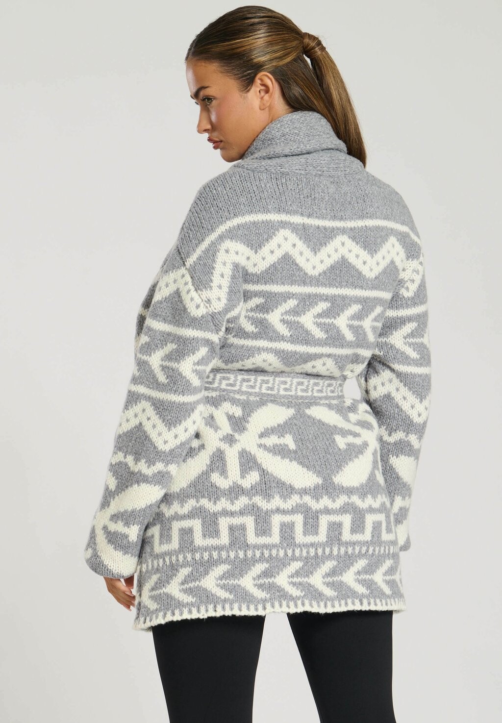 

Кардиган AZTEC JAQUARD KNIT WAIST TIE South Beach, серый