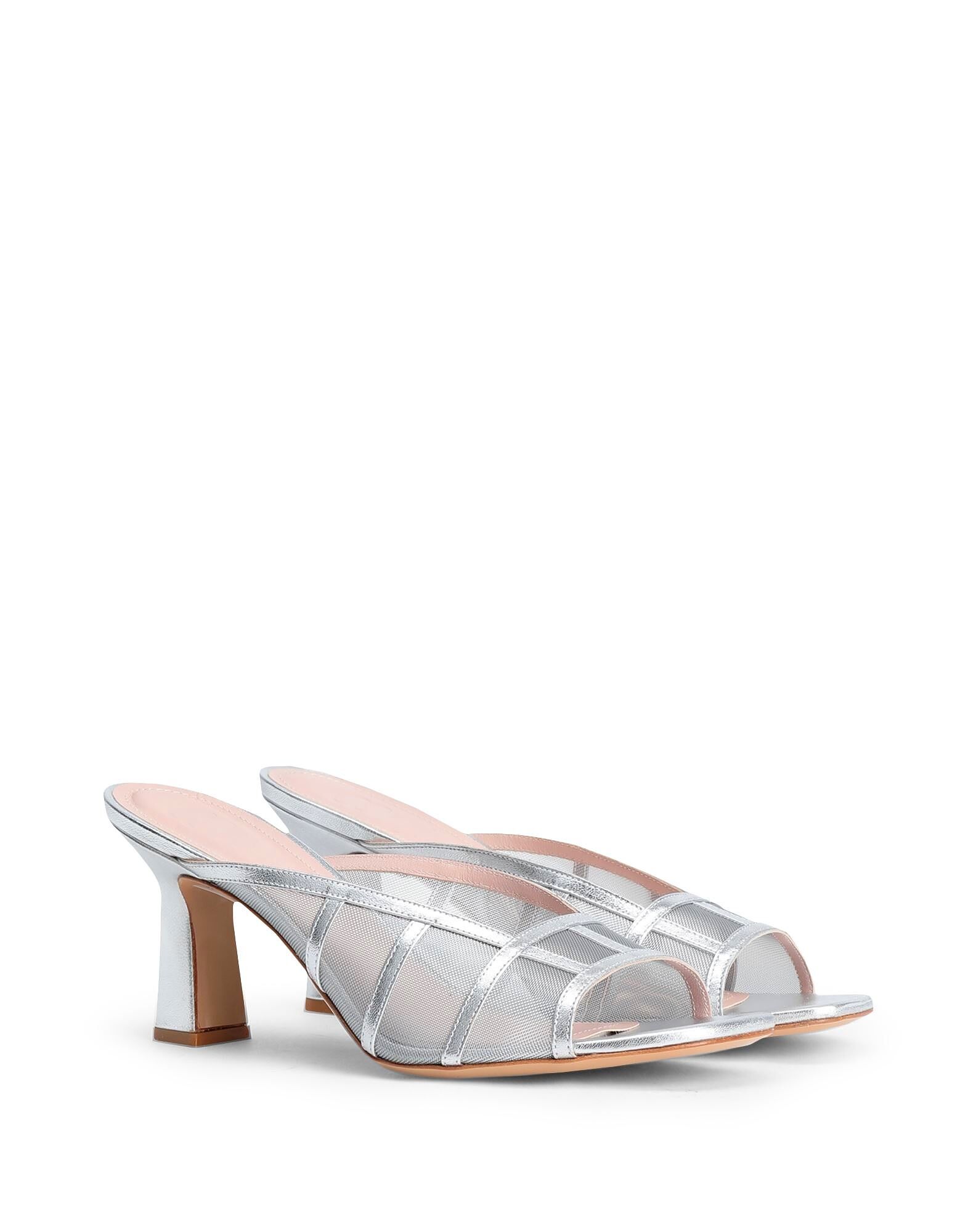 Сандалии Laminated Leather & Mesh Square Toe Sandal 8 By Yoox, серебряный — фото 4