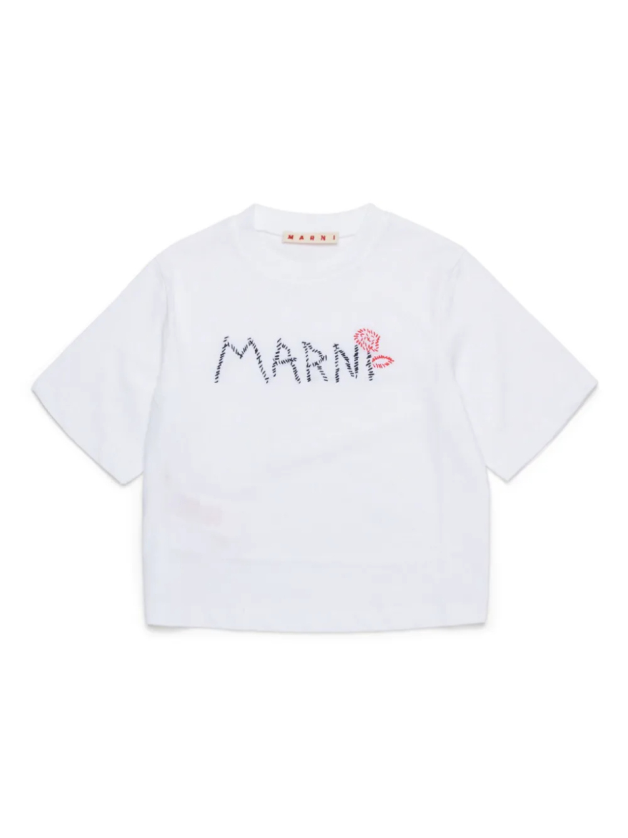 

Marni Kids футболка с вышитым логотипом, белый