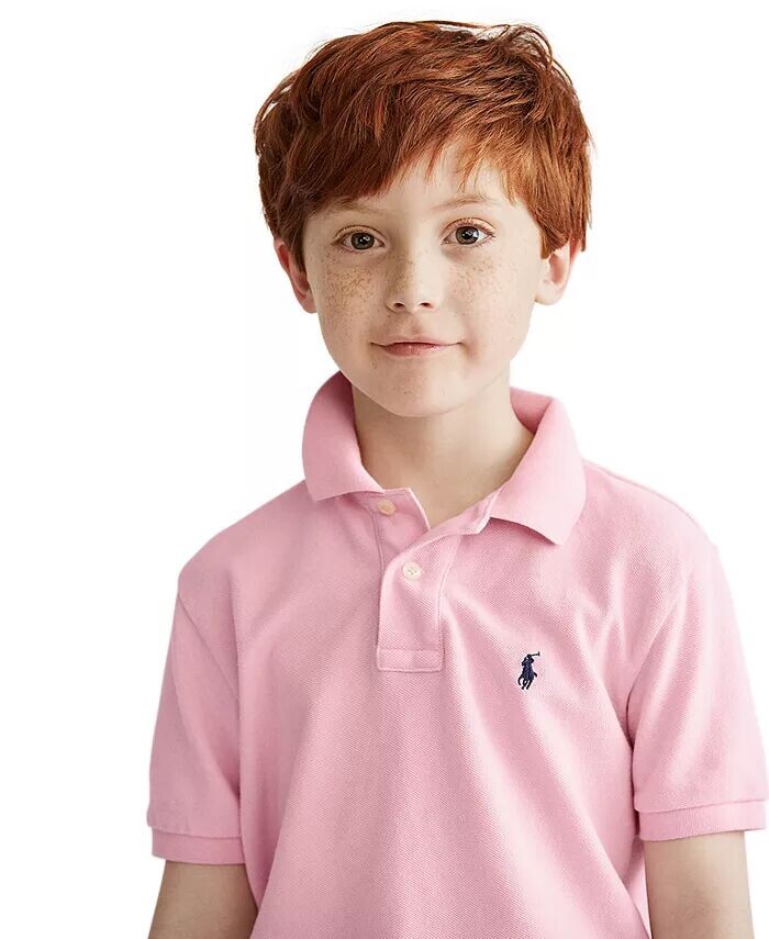 

Рубашка-поло из хлопковой сетки для малышей и маленьких мальчиков Polo Ralph Lauren, розовый