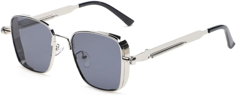 

Солнцезащитные очки в стиле металл-панк для мужчин и женщин с защитой от УФ-излучения UV400, предназначенные для занятий спортом на открытом воздухе, бега и езды на велосипеде UYPTK, Silver Gray