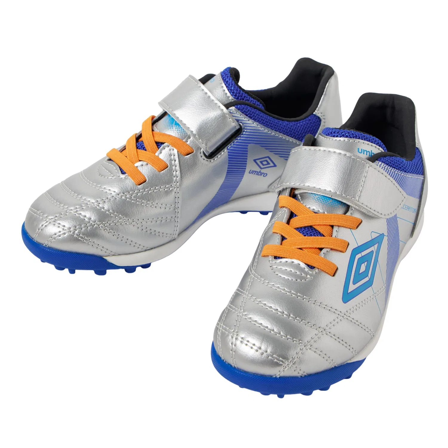 Детские футбольные бутсы Umbro Accerator SB JR Wide +GAINA, серебристый/синий, размер 17.0cm - 27.5 RU