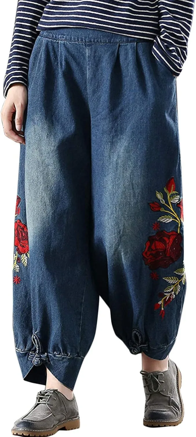 

Flygo женские джинсы с вышивкой в стиле винтаж