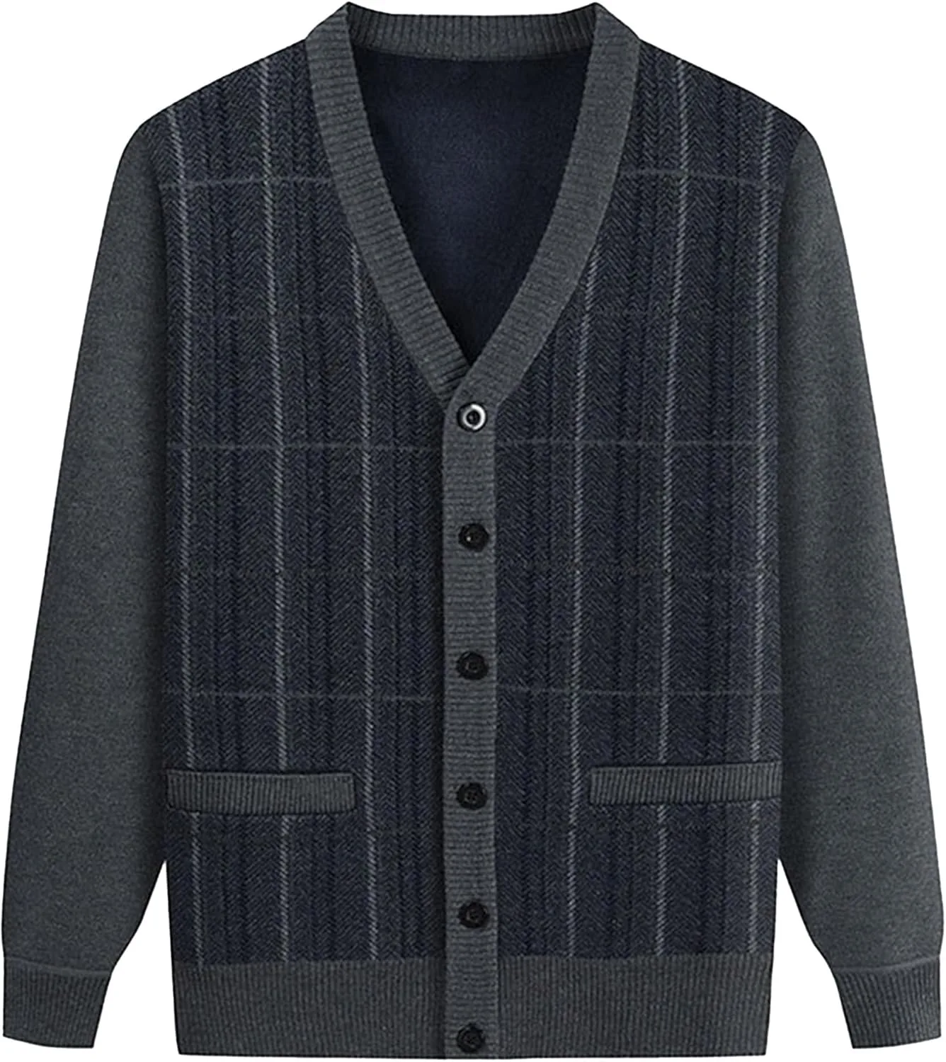 

Мужской кардиган в клетку V-образным вырезом