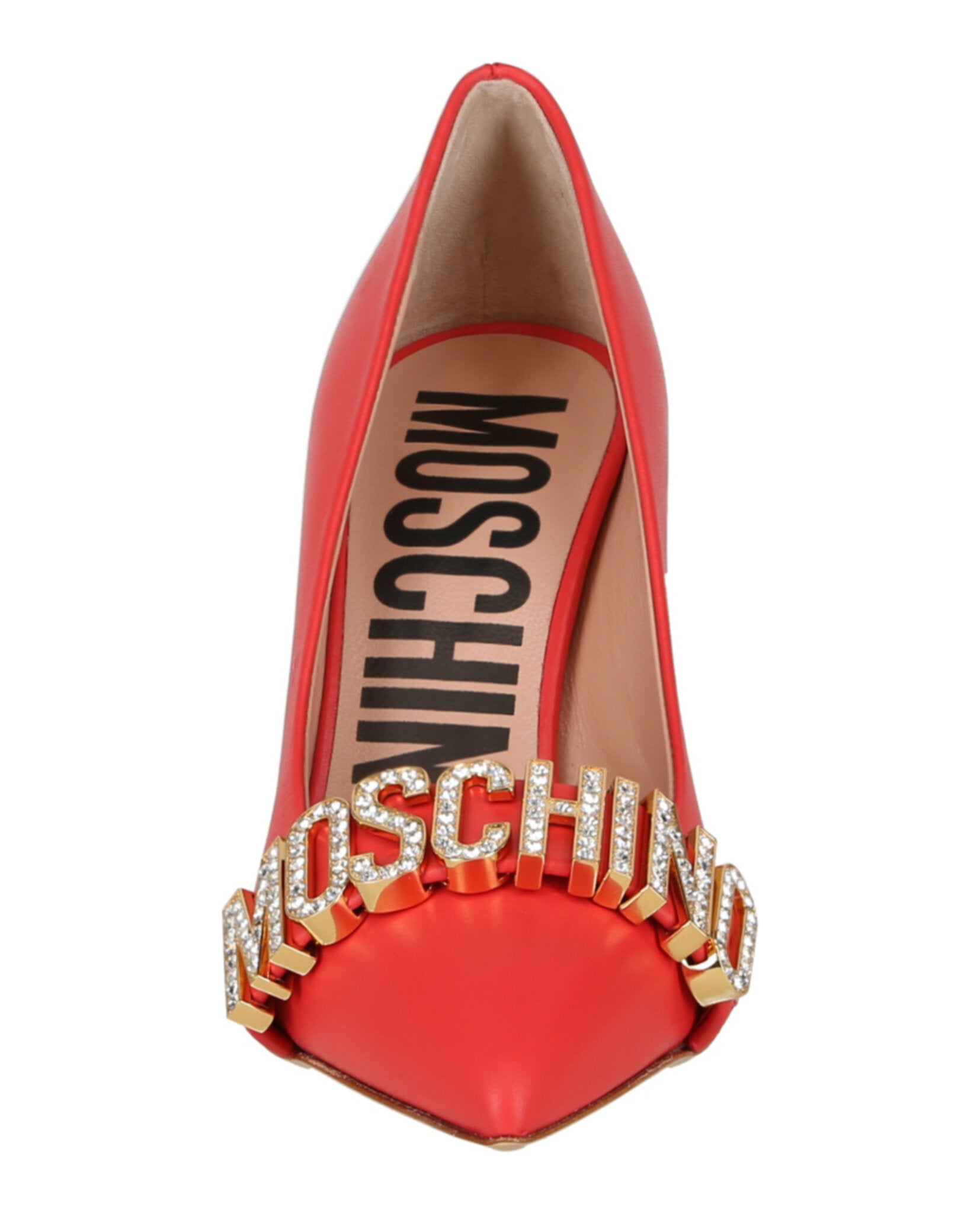 

Кожаные туфли с кристаллическим логотипом Moschino, оранжевый