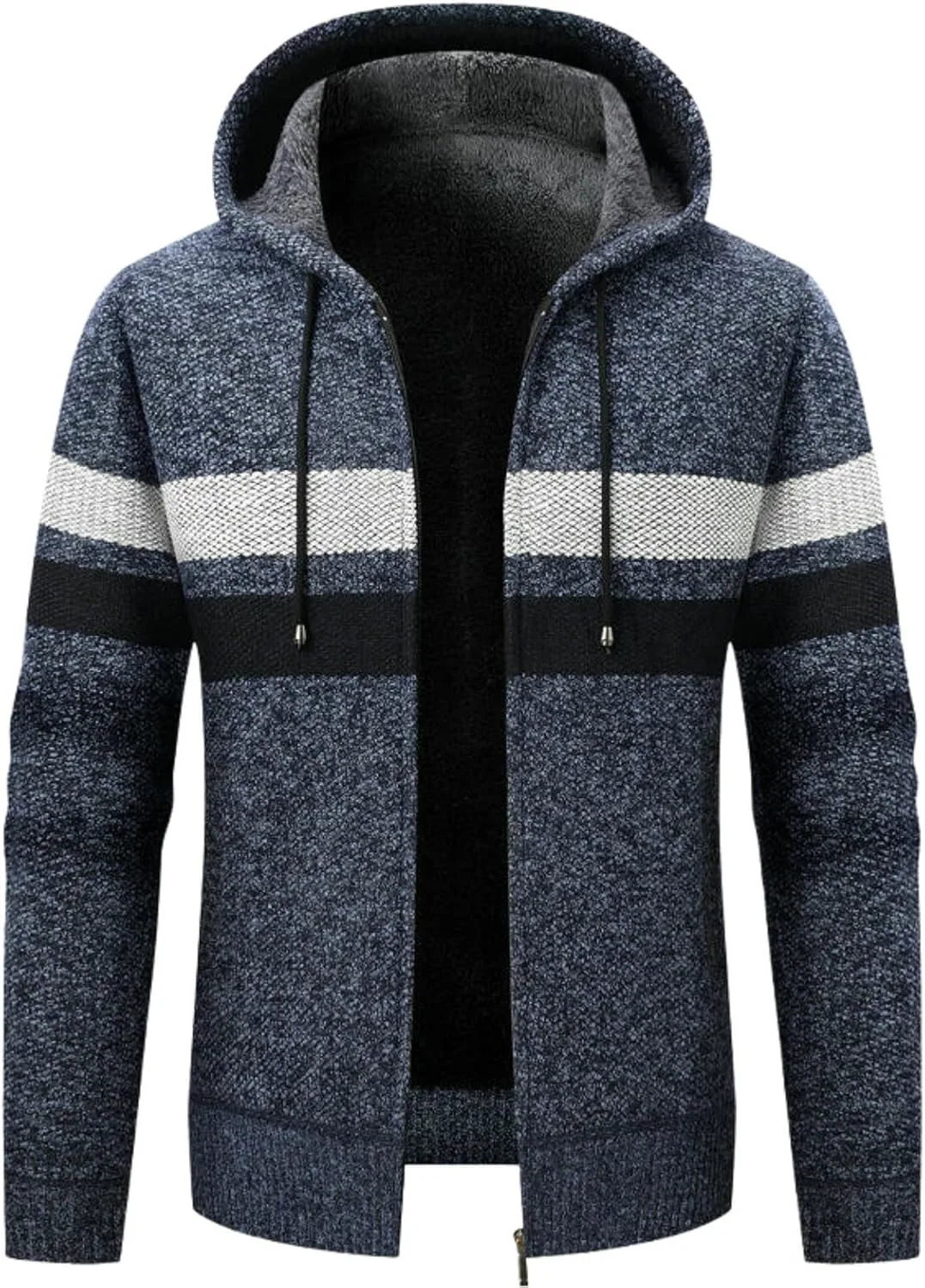 

Мужской зимний теплый утепленный полосатый кардиган с капюшоном YEBAITOU