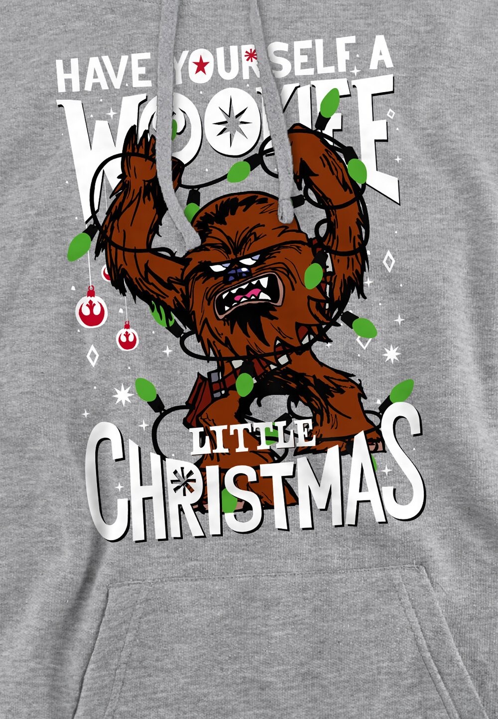 

Толстовка с капюшоном A WOOKIE LITTLE CHRISTMAS PRINT Star Wars, серый