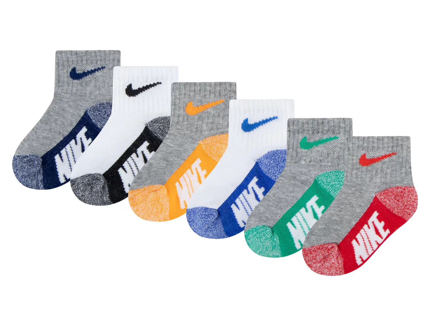 

Носки Multicolor Kids' Quarter Ankle Socks - 6 Pack Nike, цвет multicolor