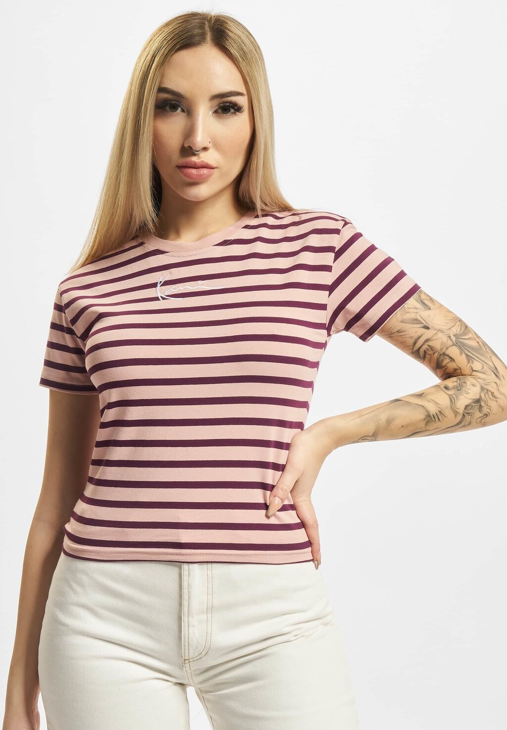 

Футболка с принтом SMALL SIGNATURE TIGHT STRIPE Karl Kani, розовый