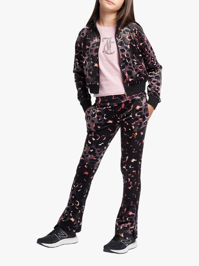 Детские велюровые джоггеры с леопардовым принтом и глубокой резинкой Juicy Couture, Black — фото 4