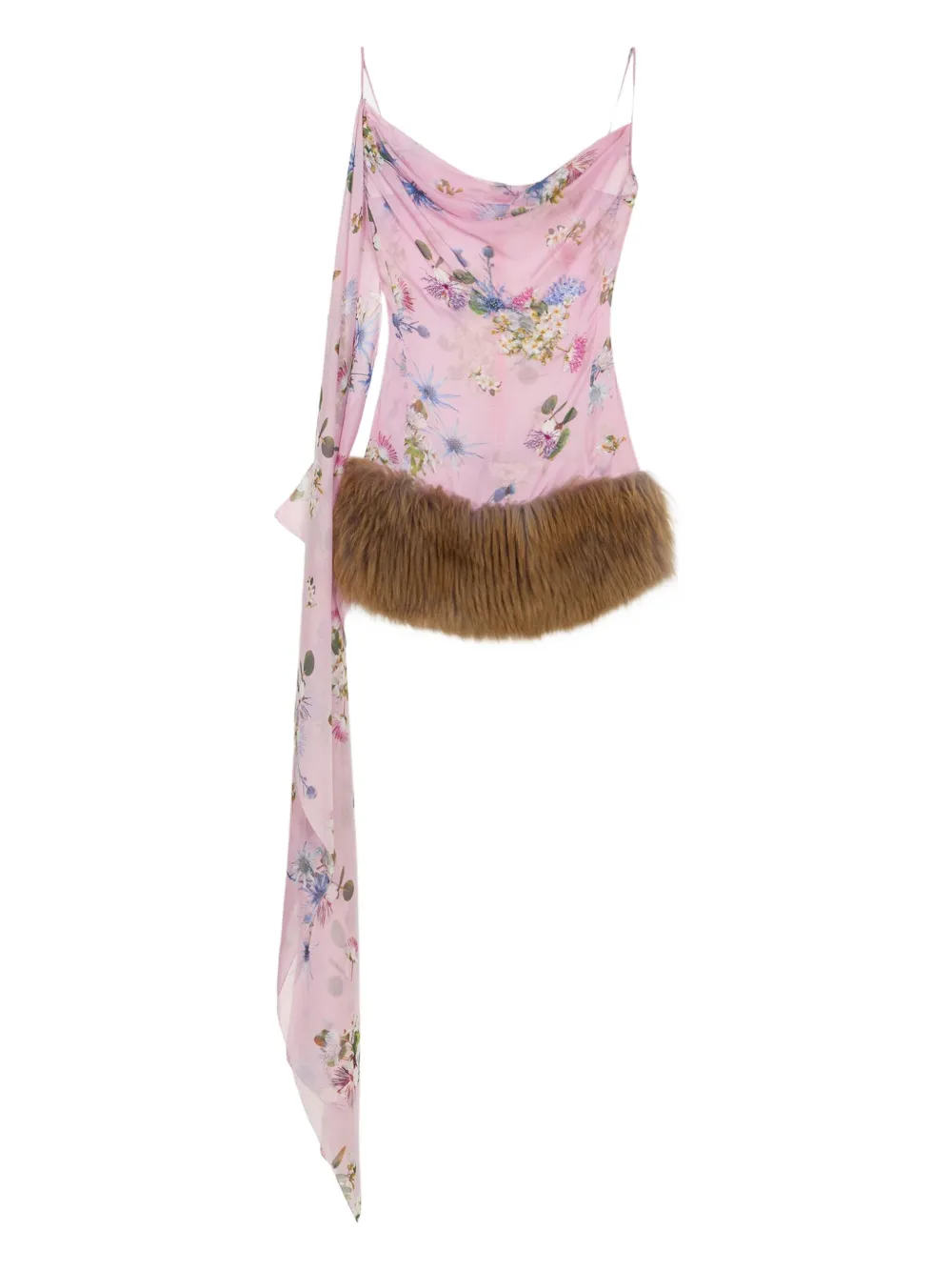 

Платье мини с цветочным принтом Blumarine, розовый