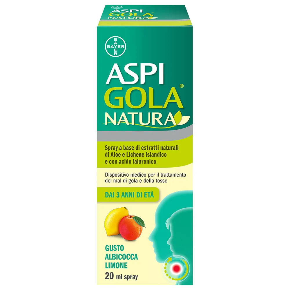 

Aspi Gola Natura Спрей Абрикос-Лимон 20мл от боли в горле и кашля Aspirina