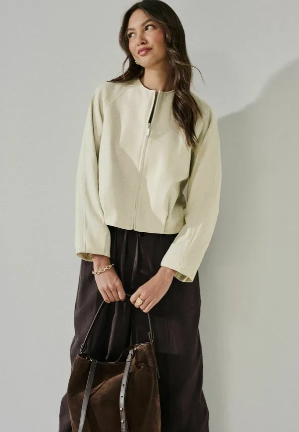 Летняя куртка без воротника, укороченный крой Next, Neutral — фото 4